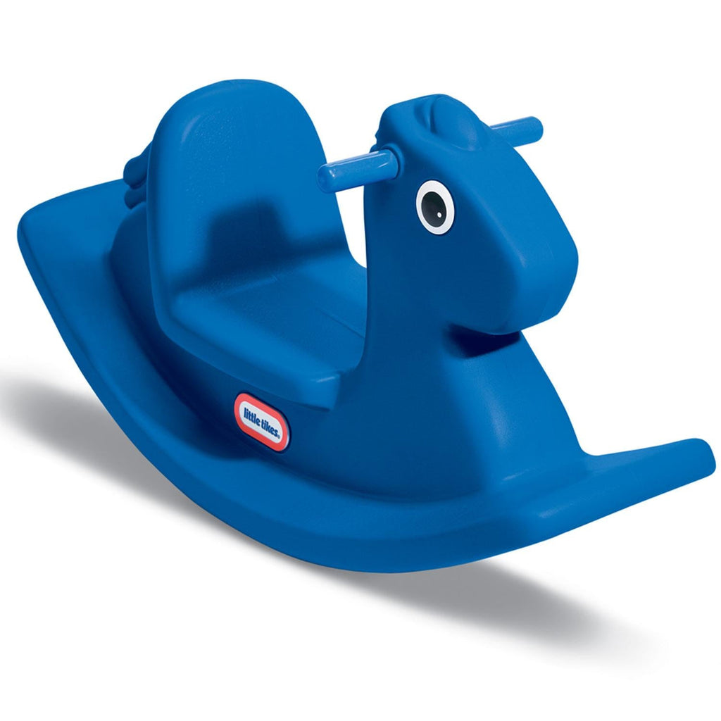 Rocking Horse - Primary Blue - Classic Blue Rocking Horse with Stable Low Seat for Balance-Focused Toddler Adventures