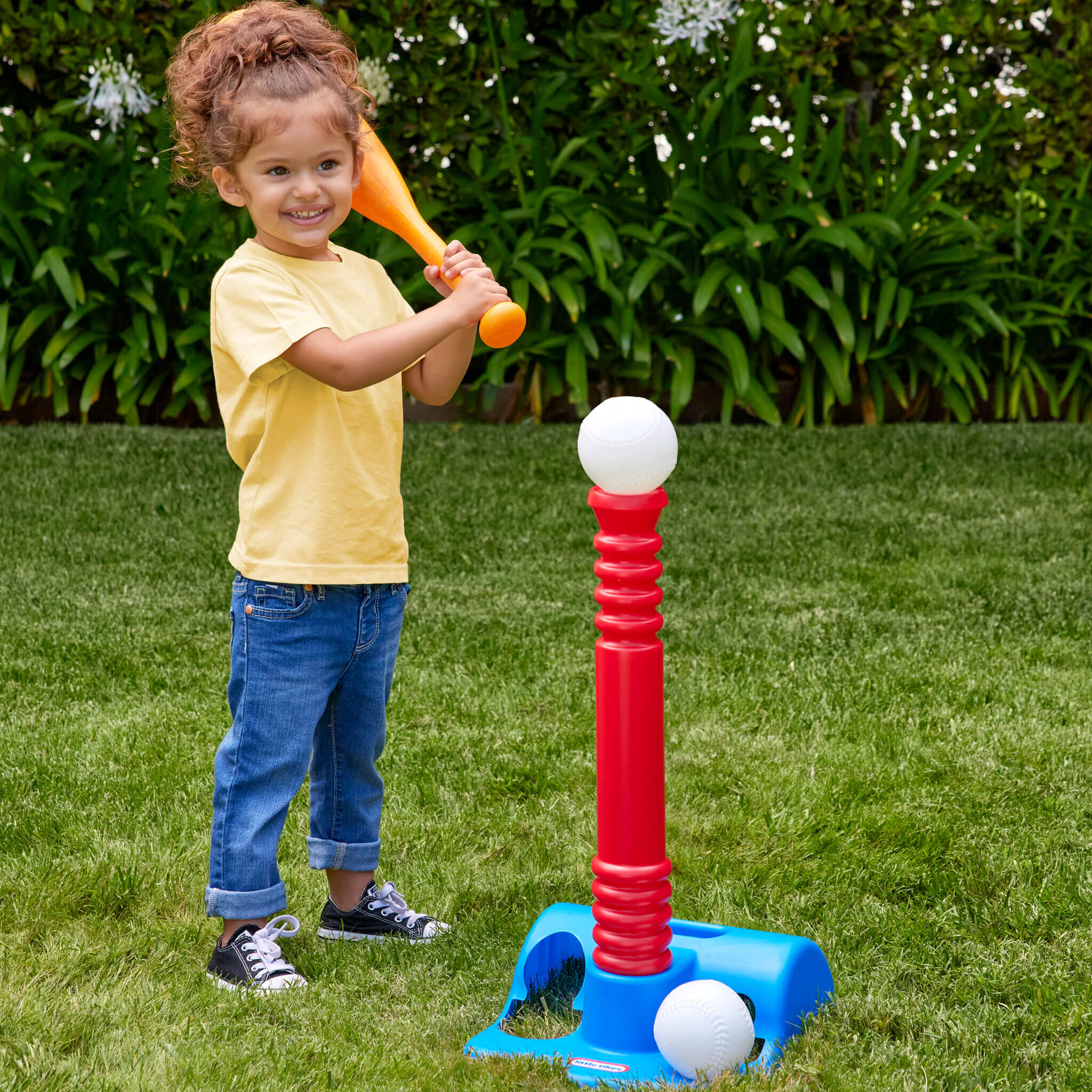 TotSports™ T-Ball Set - Oversized Bat and Ball Set for First Hits for Early Baseball and Softball Practice