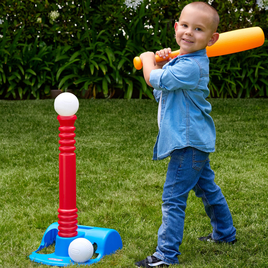 TotSports™ T-Ball Set - Adjustable Tee Set with Oversized Bat and Balls for Solo or Group Batting Practice