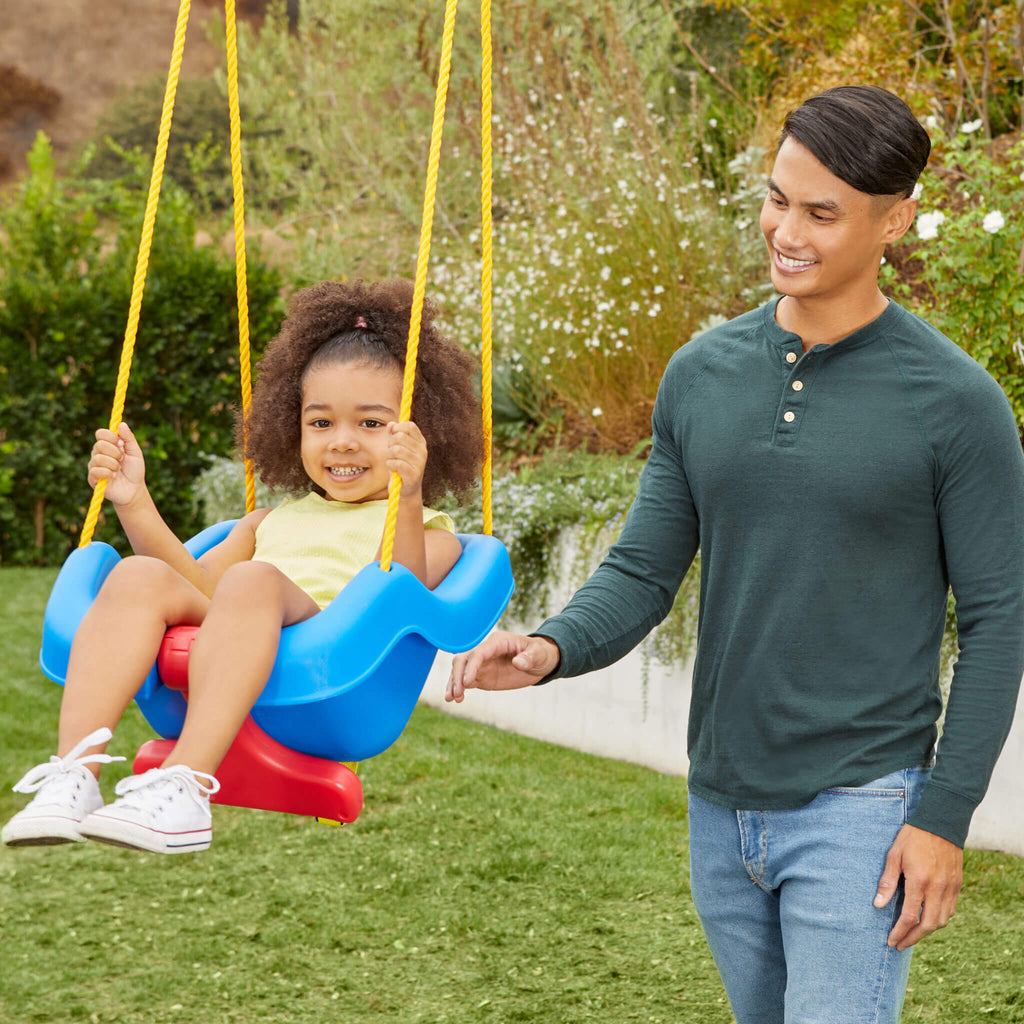 2-in-1 Snug 'n Secure™ Swing - Blue - Adjustable Swing with Rotating T-Bar and Straps for Growing Children's Backyard Play