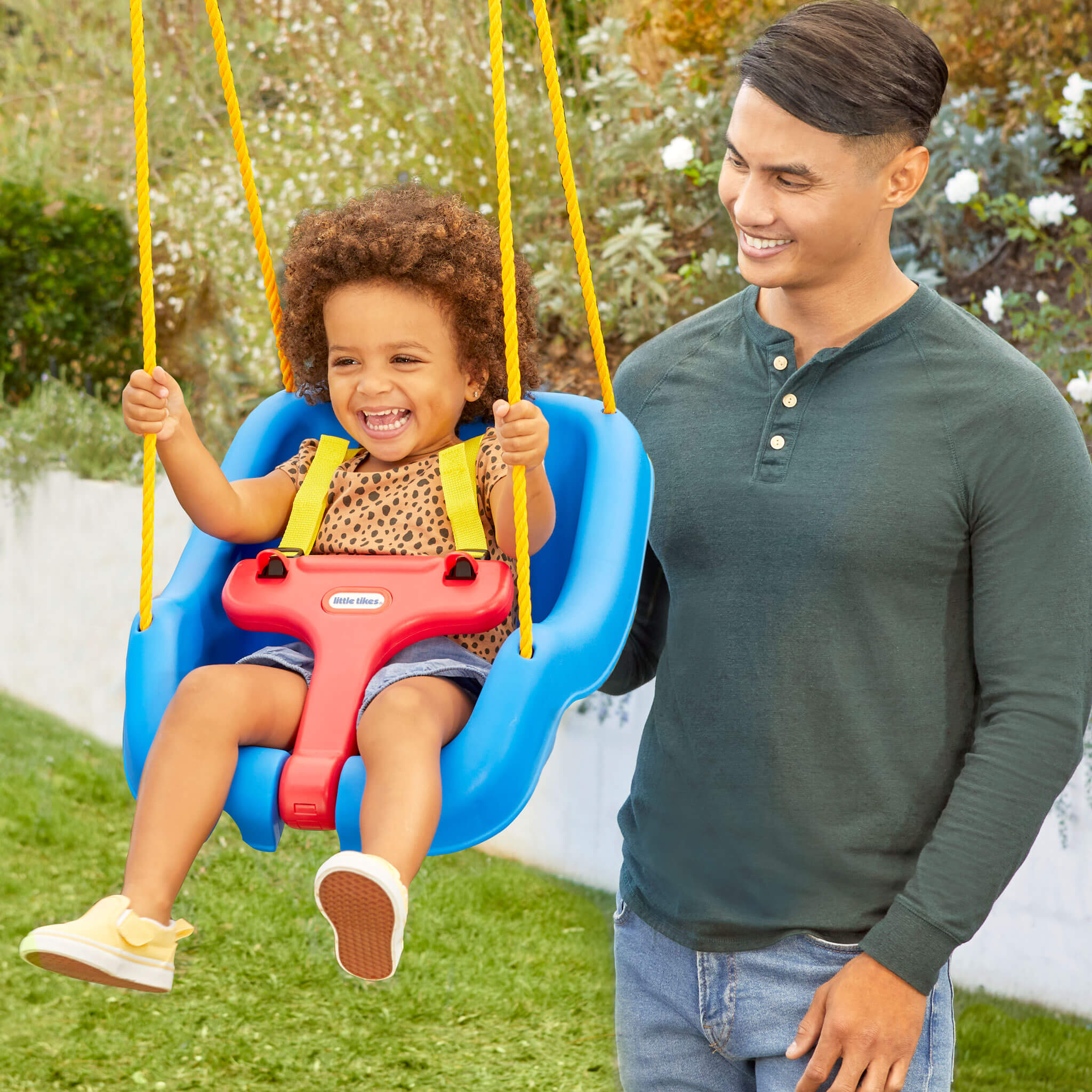 2-in-1 Snug 'n Secure™ Swing - Blue - Adjustable Swing with Rotating T-Bar and Straps for Growing Children's Backyard Play
