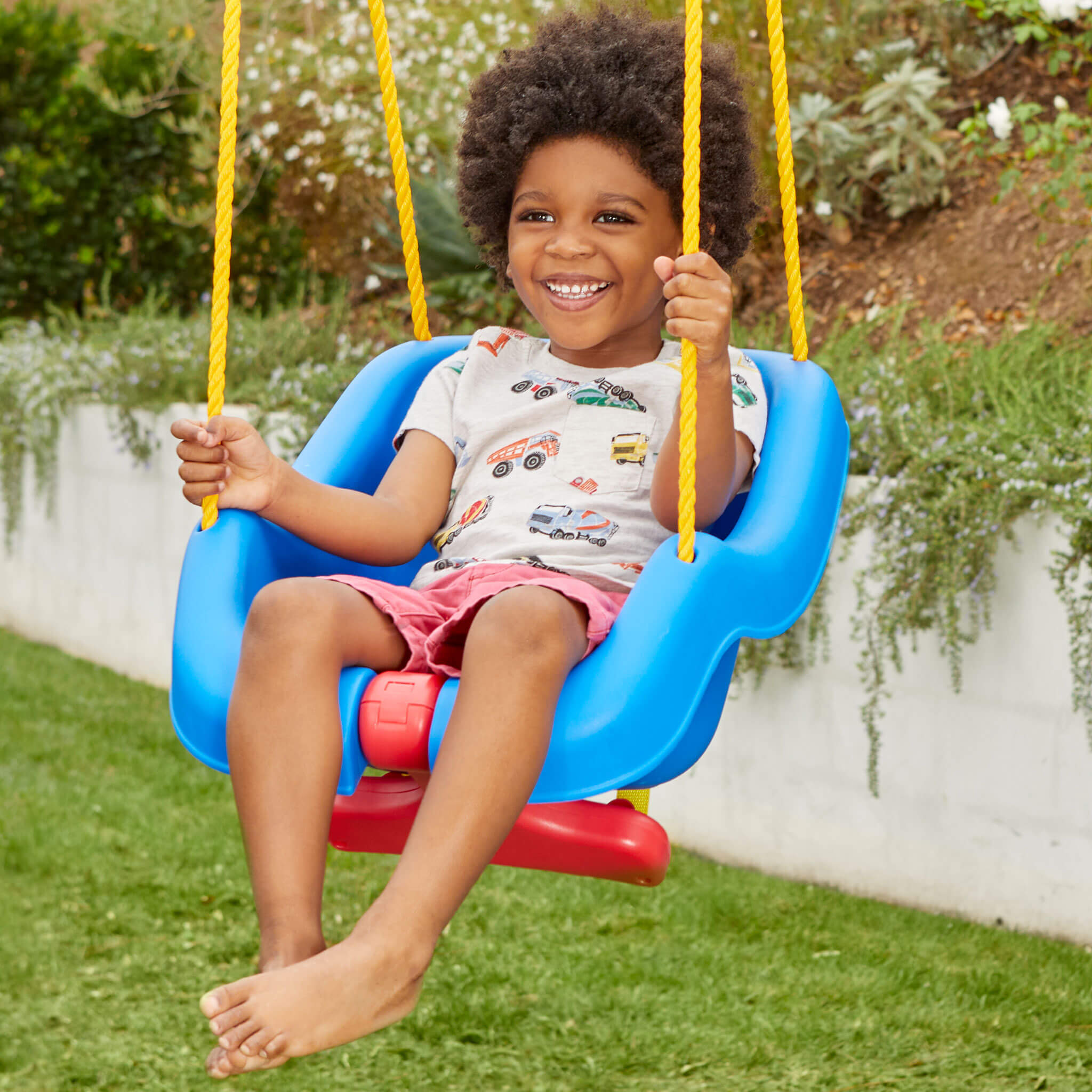 2-in-1 Snug 'n Secure™ Swing - Blue - Adjustable Swing with Rotating T-Bar and Straps for Growing Children's Backyard Play