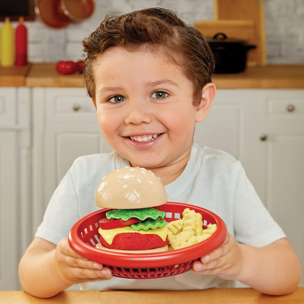 Creative Chefs™ Cheeseburger and Fries Kit - Recipe-Guided Cheeseburger Playset with Utensils for Backyard Barbecue and Restaurant Role Play