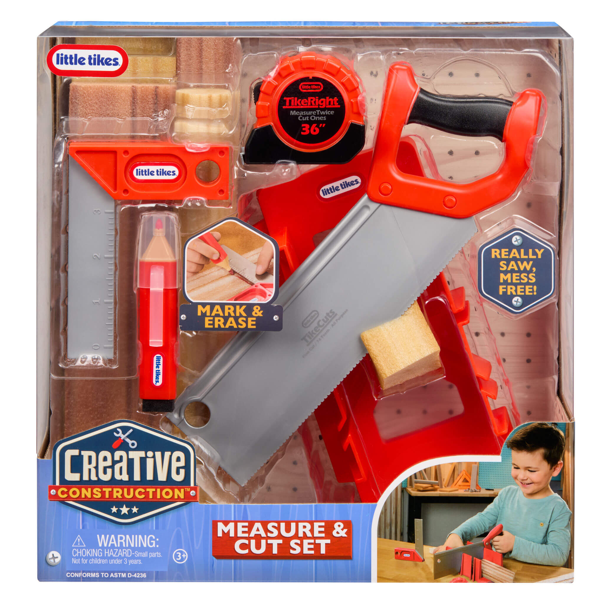 Creative Construction™ Measure and Cut Set - Realistic Measure-and-Cut Tools for Building Play for Early Construction Concepts and Role Play