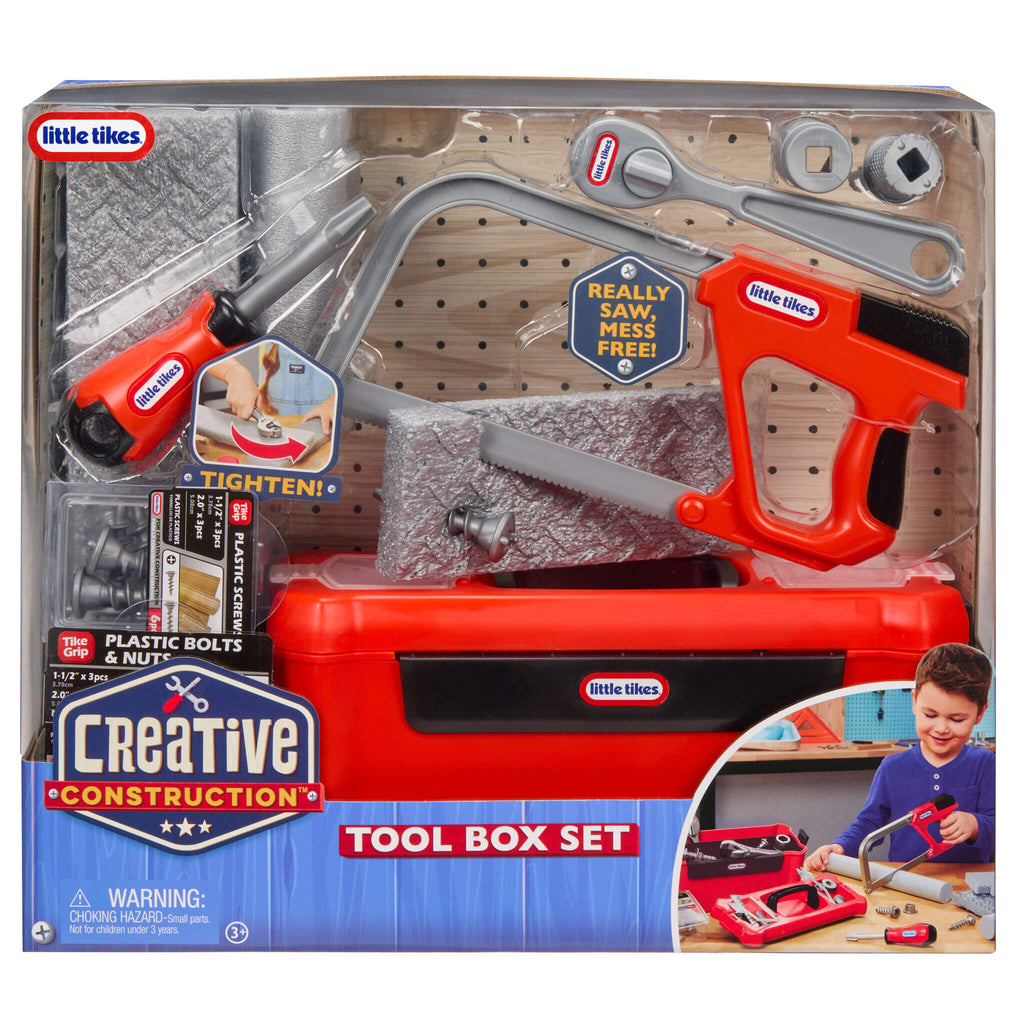 Creative Construction™ Tool Box Set - Kids Tool Box with Realistic Workshop Accessories for Fixing, Building and Construction Role Play