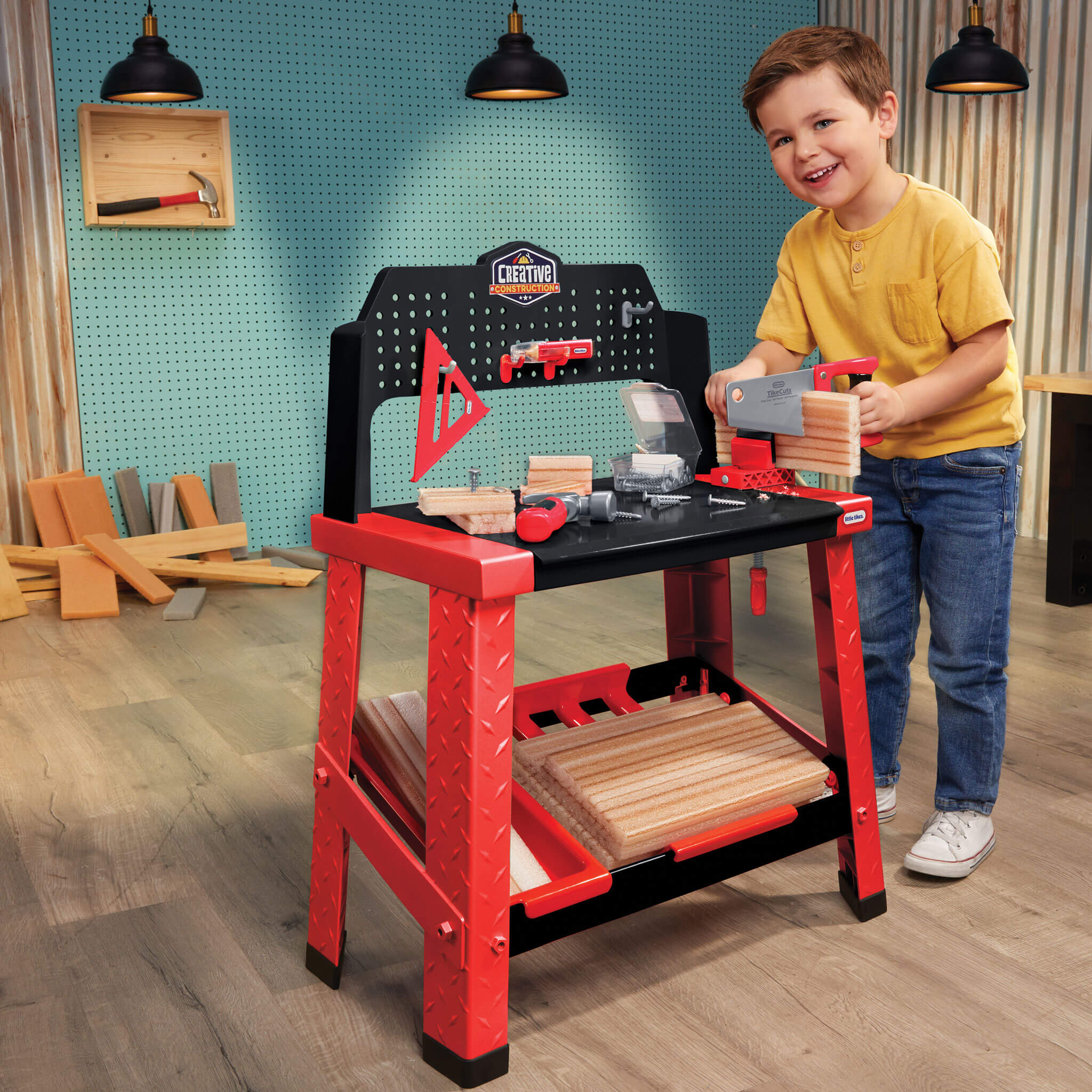 Creative Construction™ Workbench - Hands-On Construction Station for Young Builders for Open-Ended Workshop and Project Play