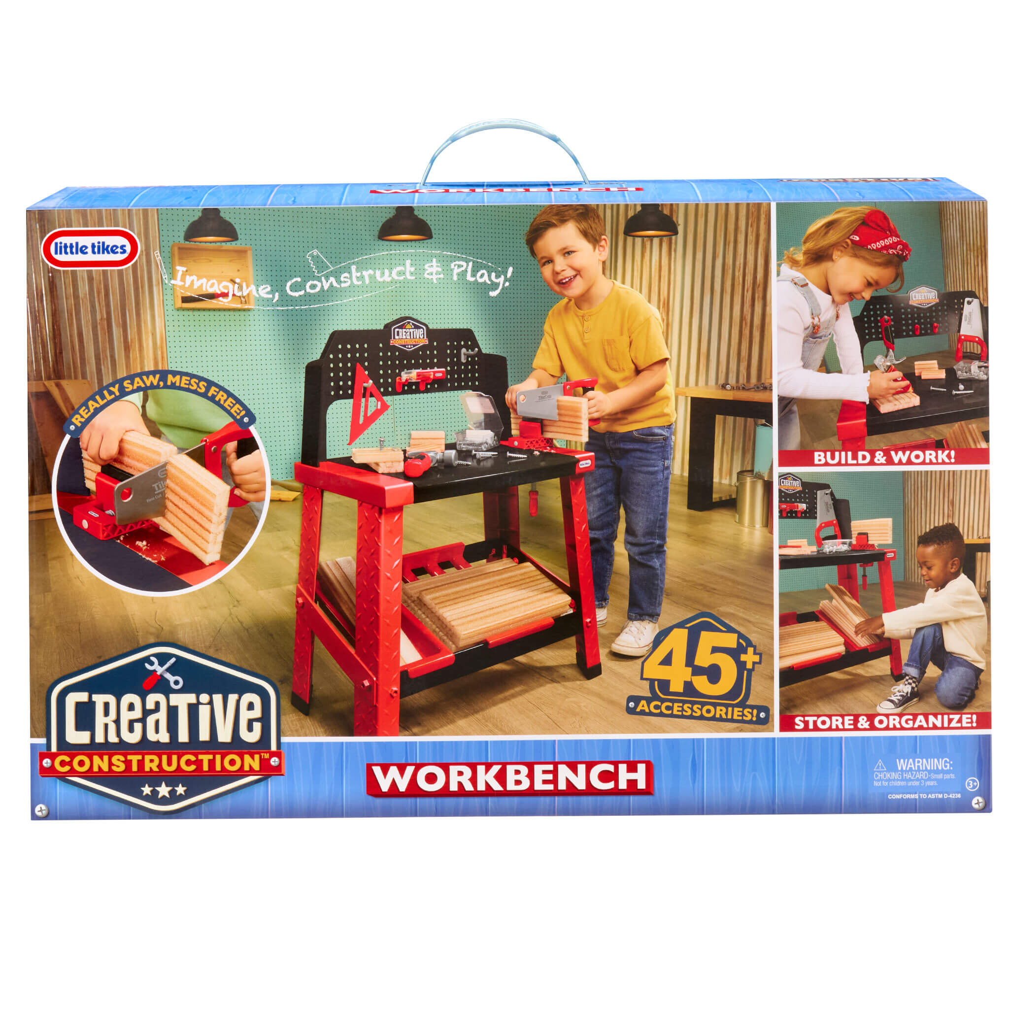 Creative Construction™ Workbench - Hands-On Construction Station for Young Builders for Open-Ended Workshop and Project Play