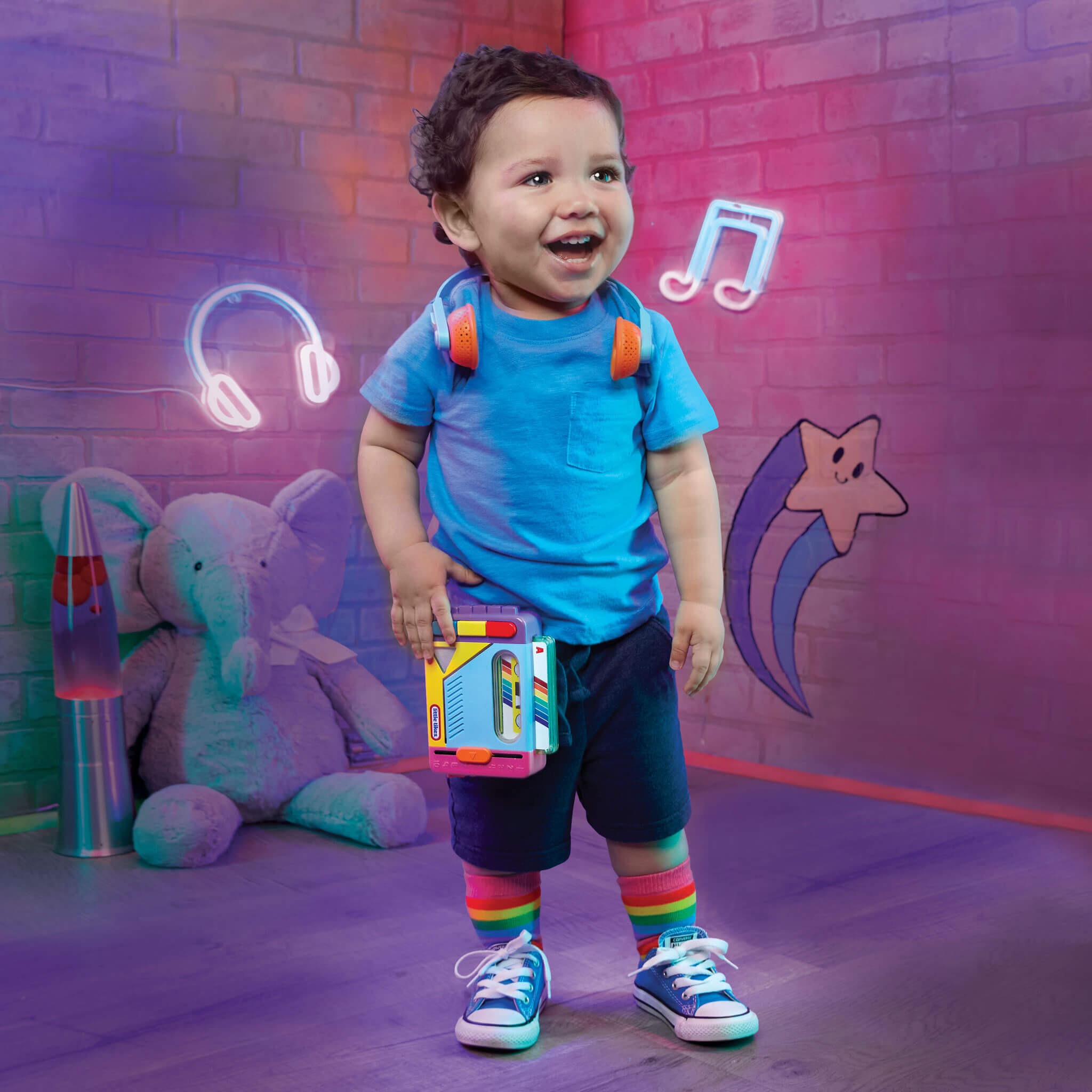 Old School™ Rainbow Remix Music Player - Retro Music Player with Songs, Colors and Numbers for Musical Play and Early Learning